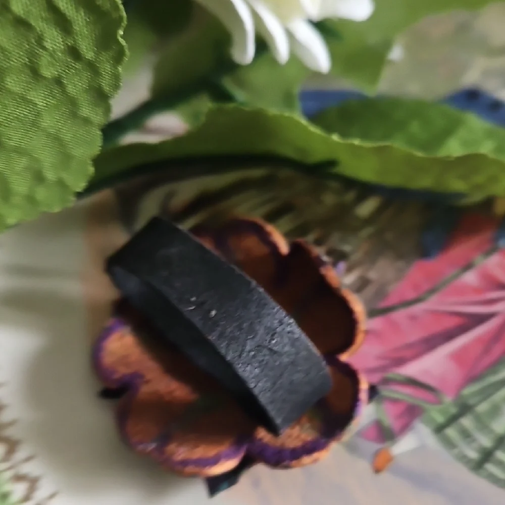 Hand Crafted Painted Floral Genuine Leather Pet Collar Accessory Charm NEW